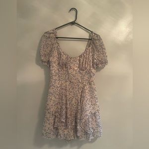 Inspired Hearts White/Purple Floral Ruffled Romper